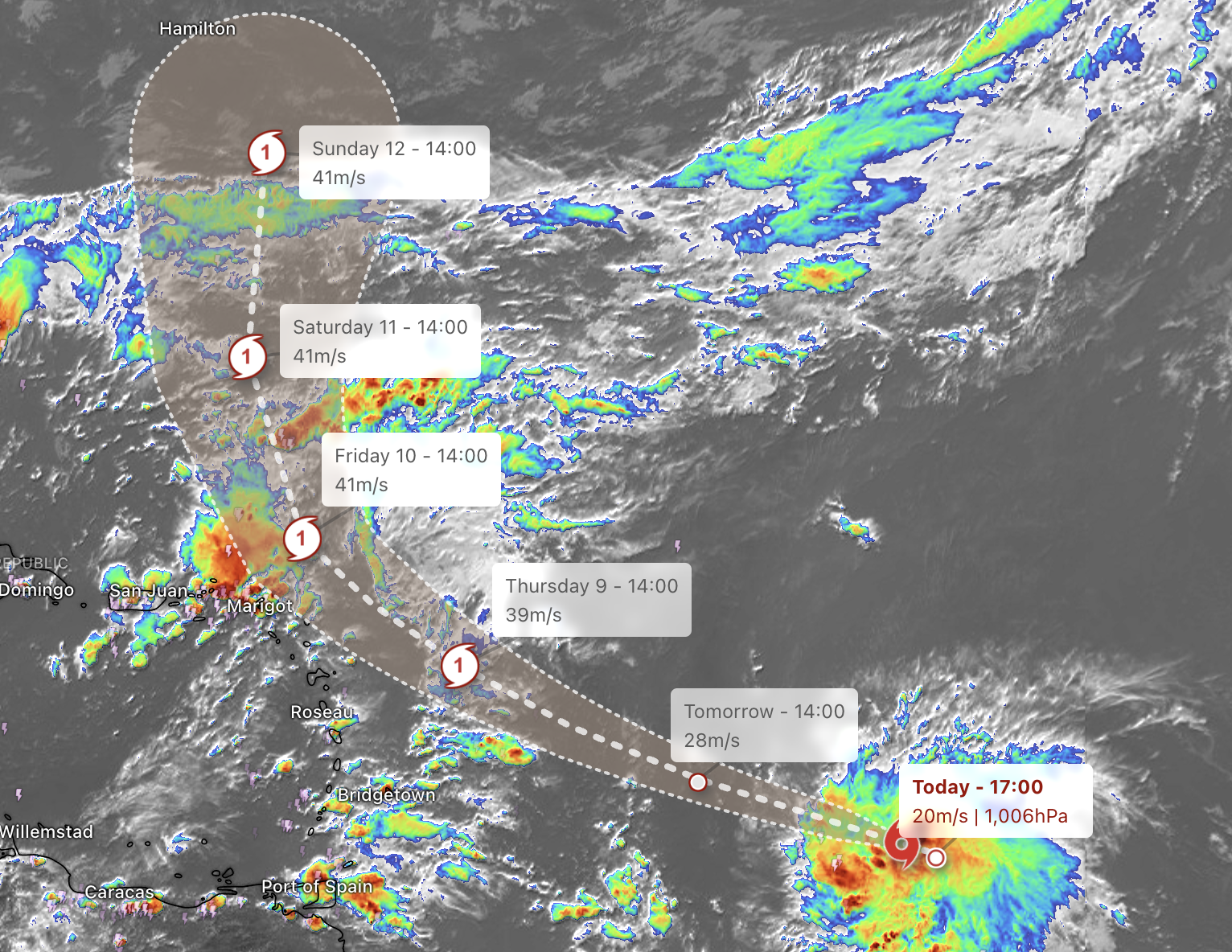 Jerry forecasted path